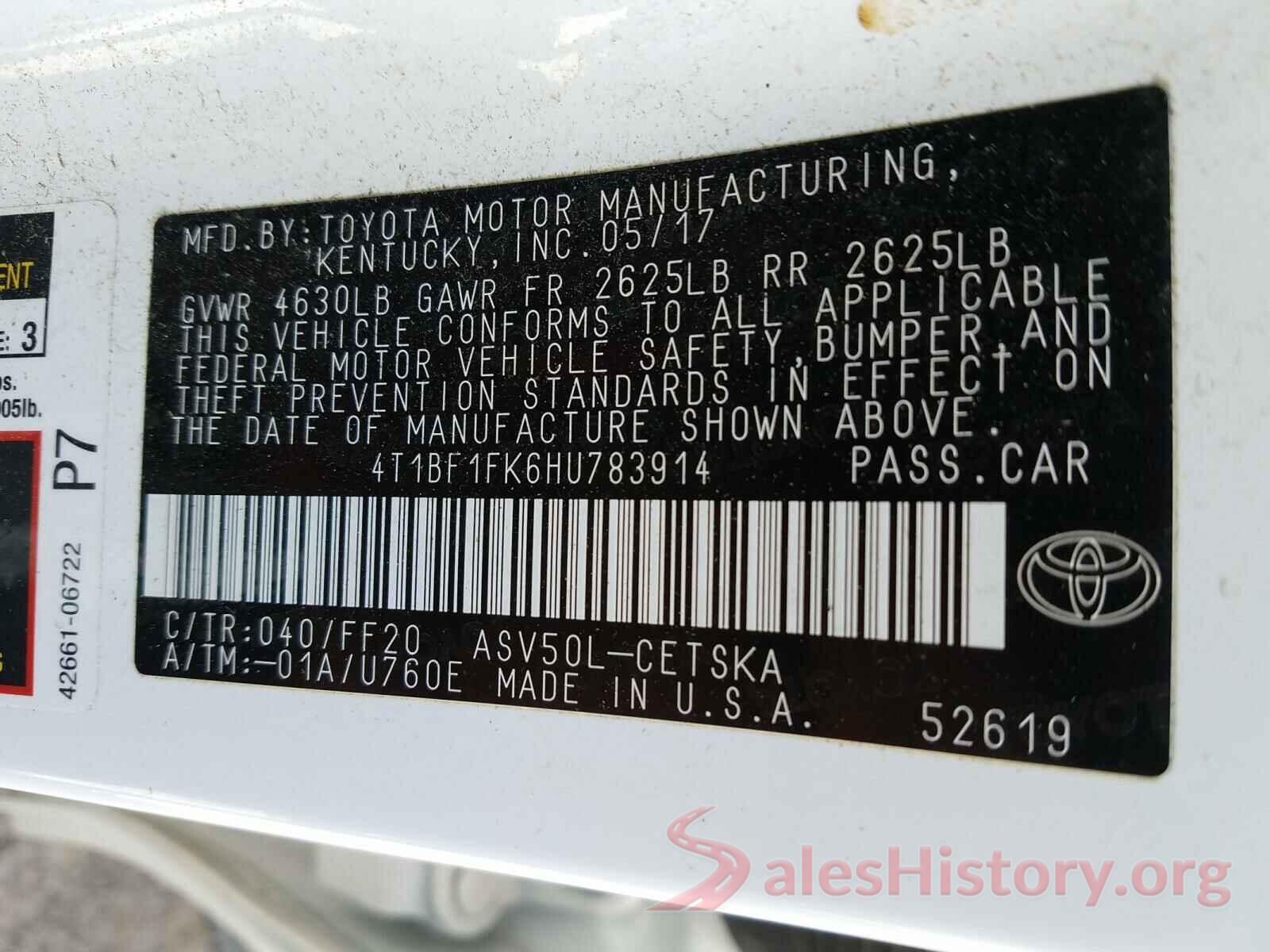 4T1BF1FK6HU783914 2017 TOYOTA CAMRY