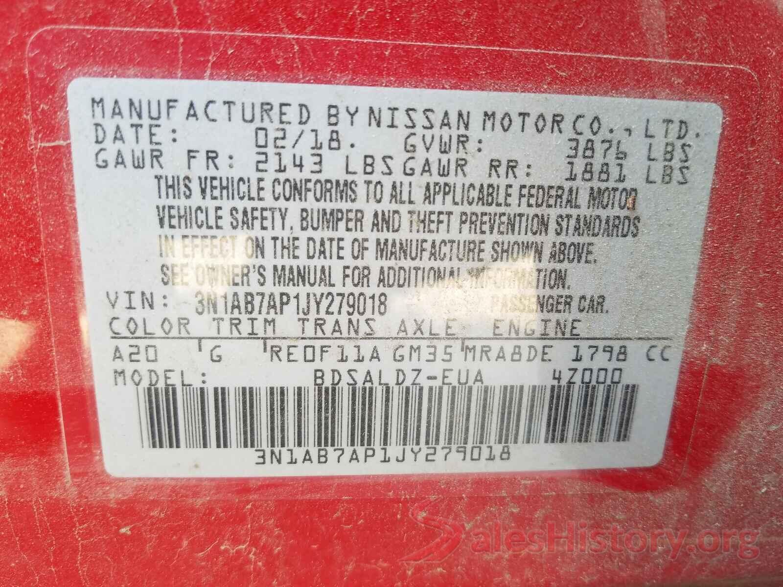 3N1AB7AP1JY279018 2018 NISSAN SENTRA