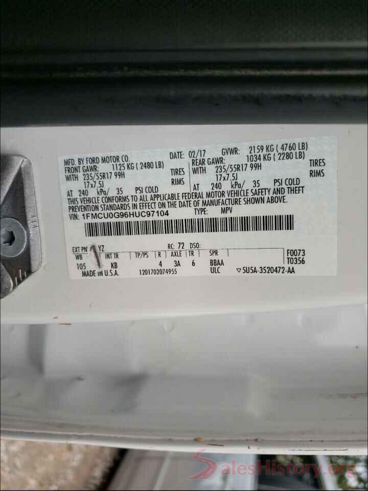 1FMCU0G96HUC97104 2017 FORD ESCAPE