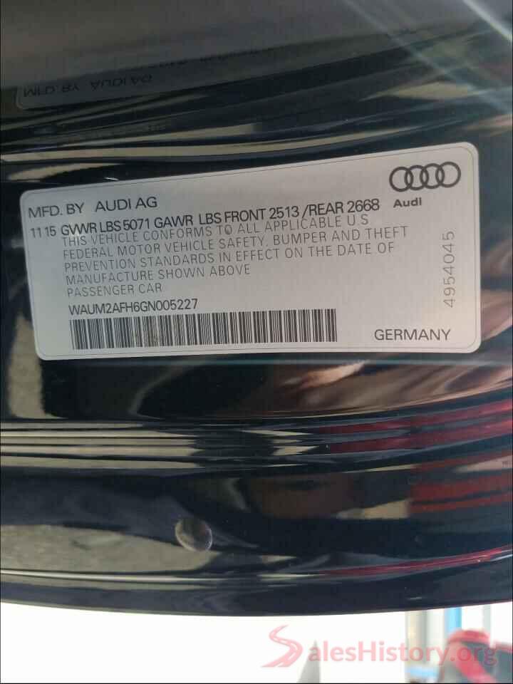 WAUM2AFH6GN005227 2016 AUDI A5