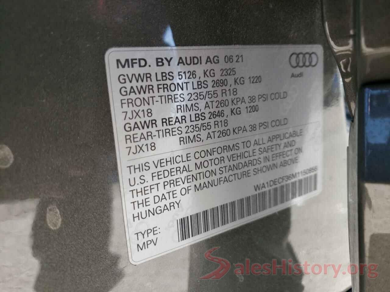 WA1DECF36M1150856 2021 AUDI Q3