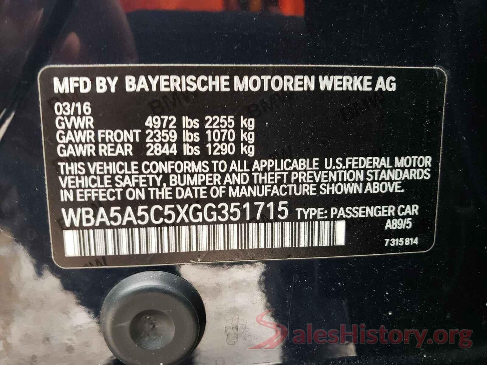 WBA5A5C5XGG351715 2016 BMW 5 SERIES