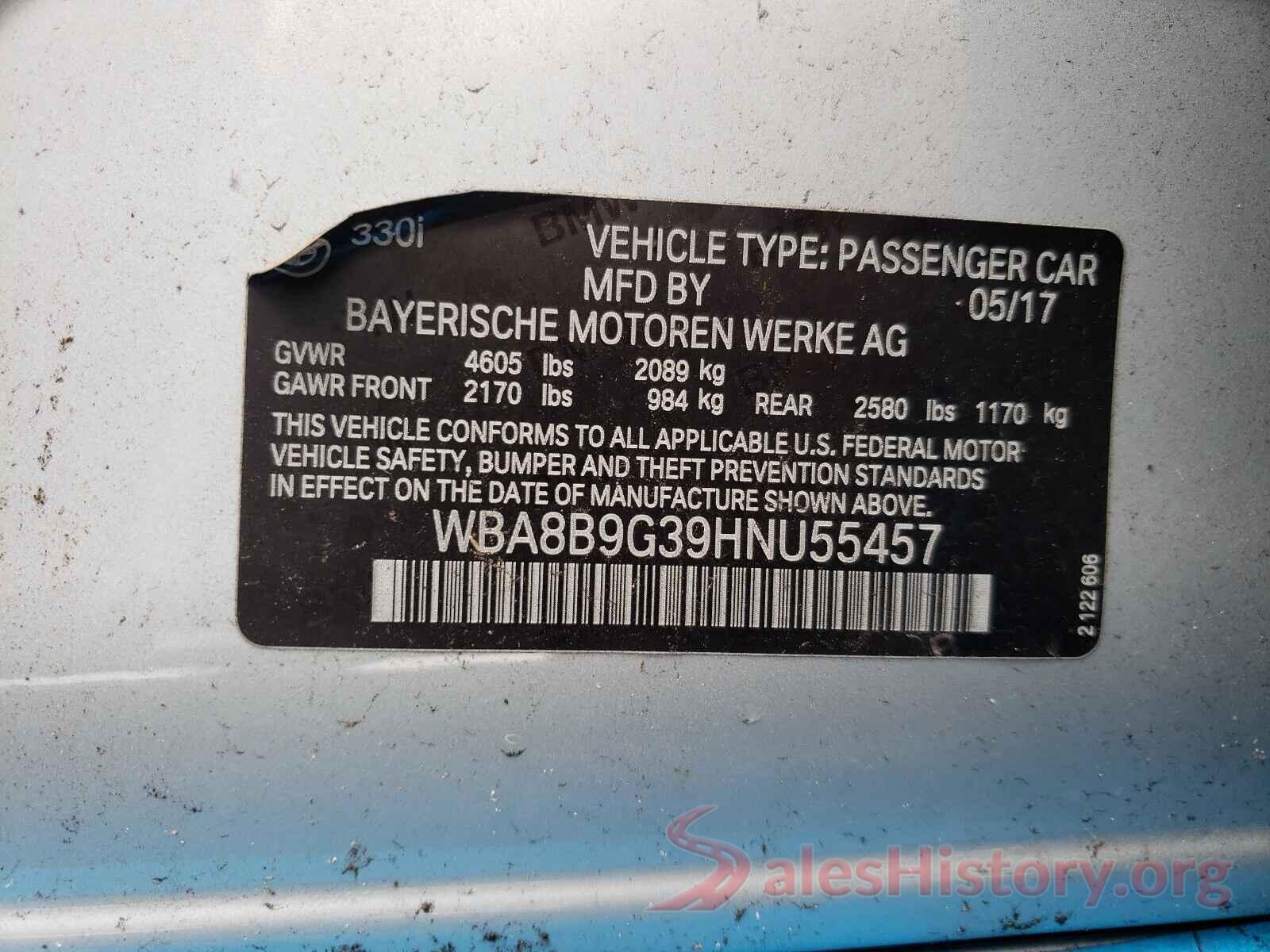 WBA8B9G39HNU55457 2017 BMW 3 SERIES