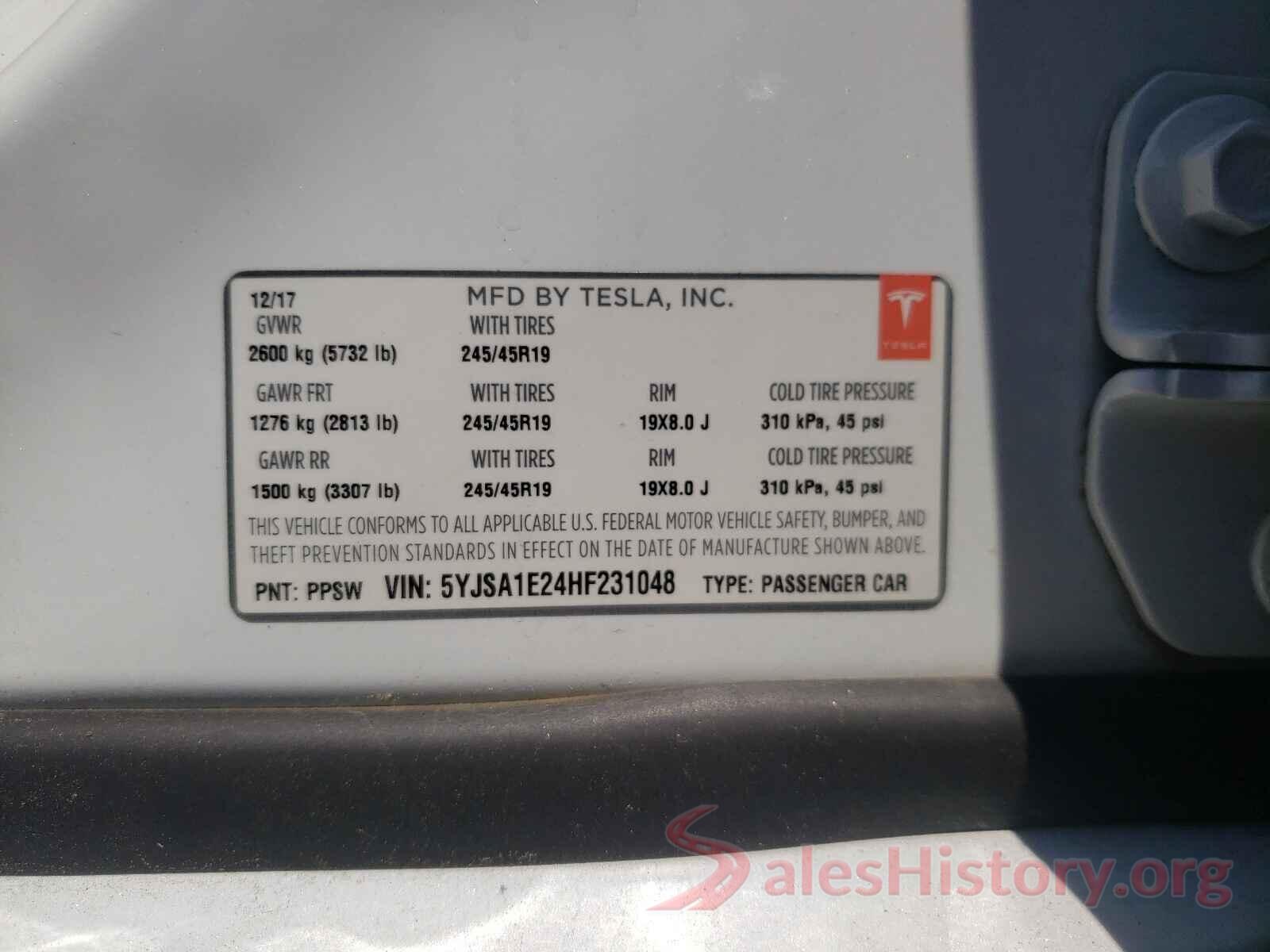 5YJSA1E24HF231048 2017 TESLA MODEL S