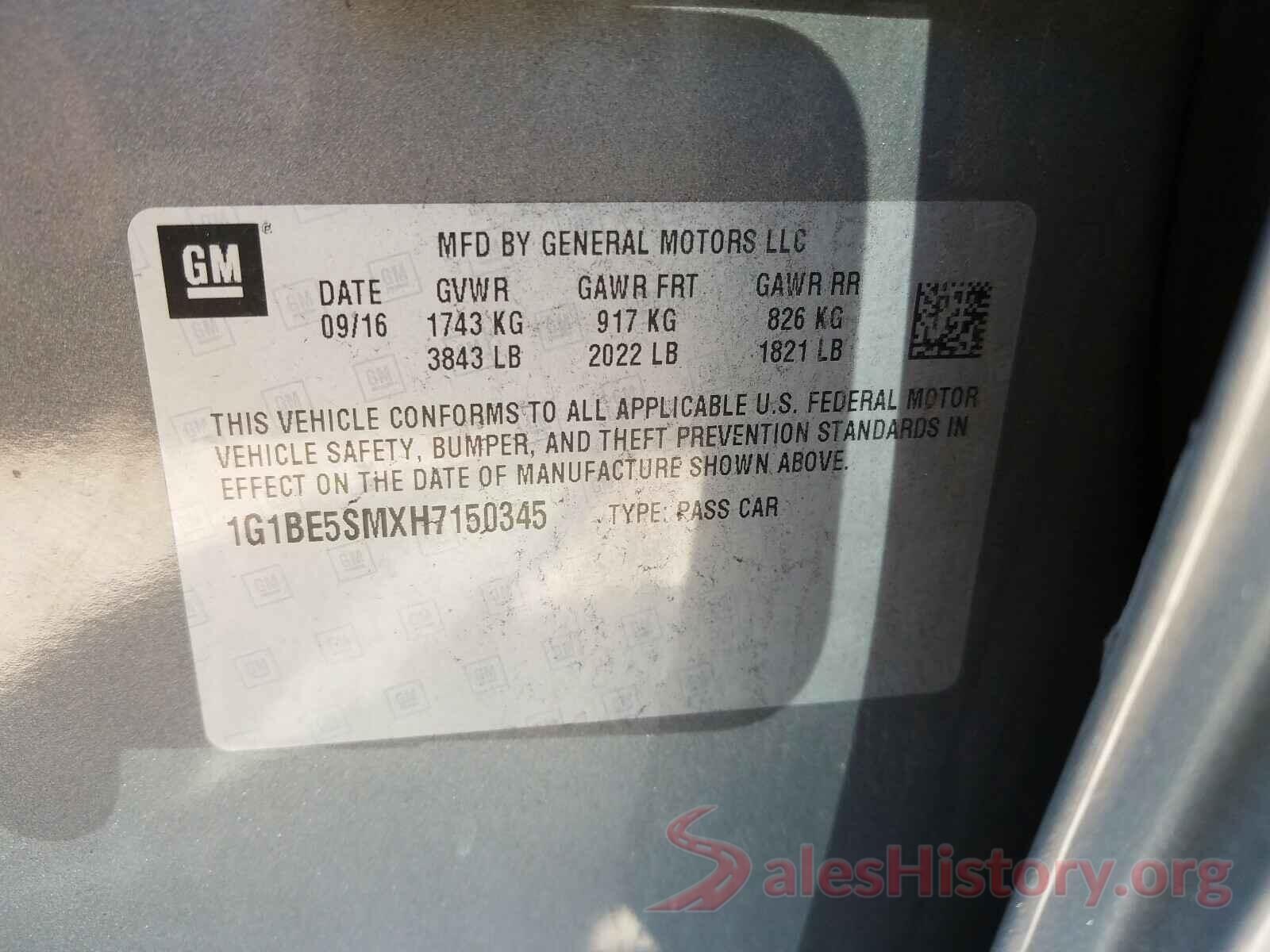 1G1BE5SMXH7150345 2017 CHEVROLET CRUZE