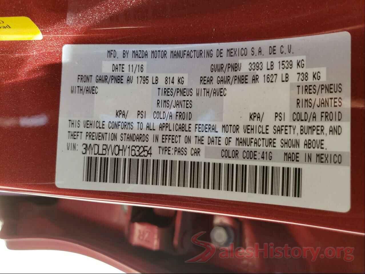 3MYDLBYV0HY163254 2017 TOYOTA YARIS