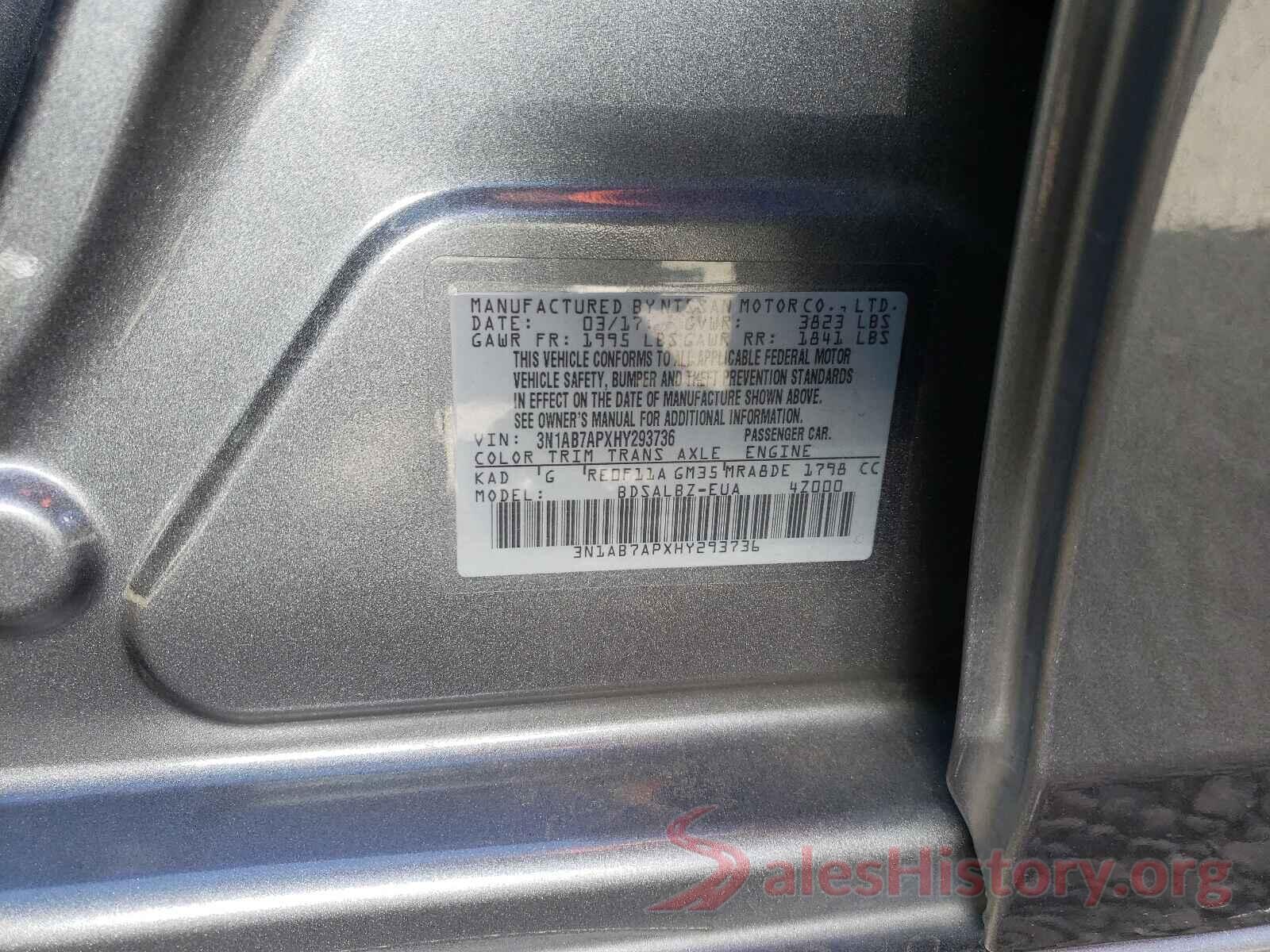 3N1AB7APXHY293736 2017 NISSAN SENTRA