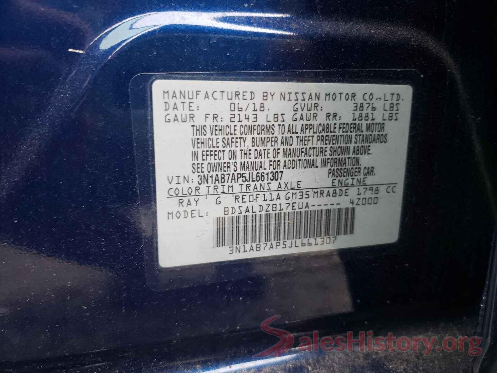 3N1AB7AP5JL661307 2018 NISSAN SENTRA