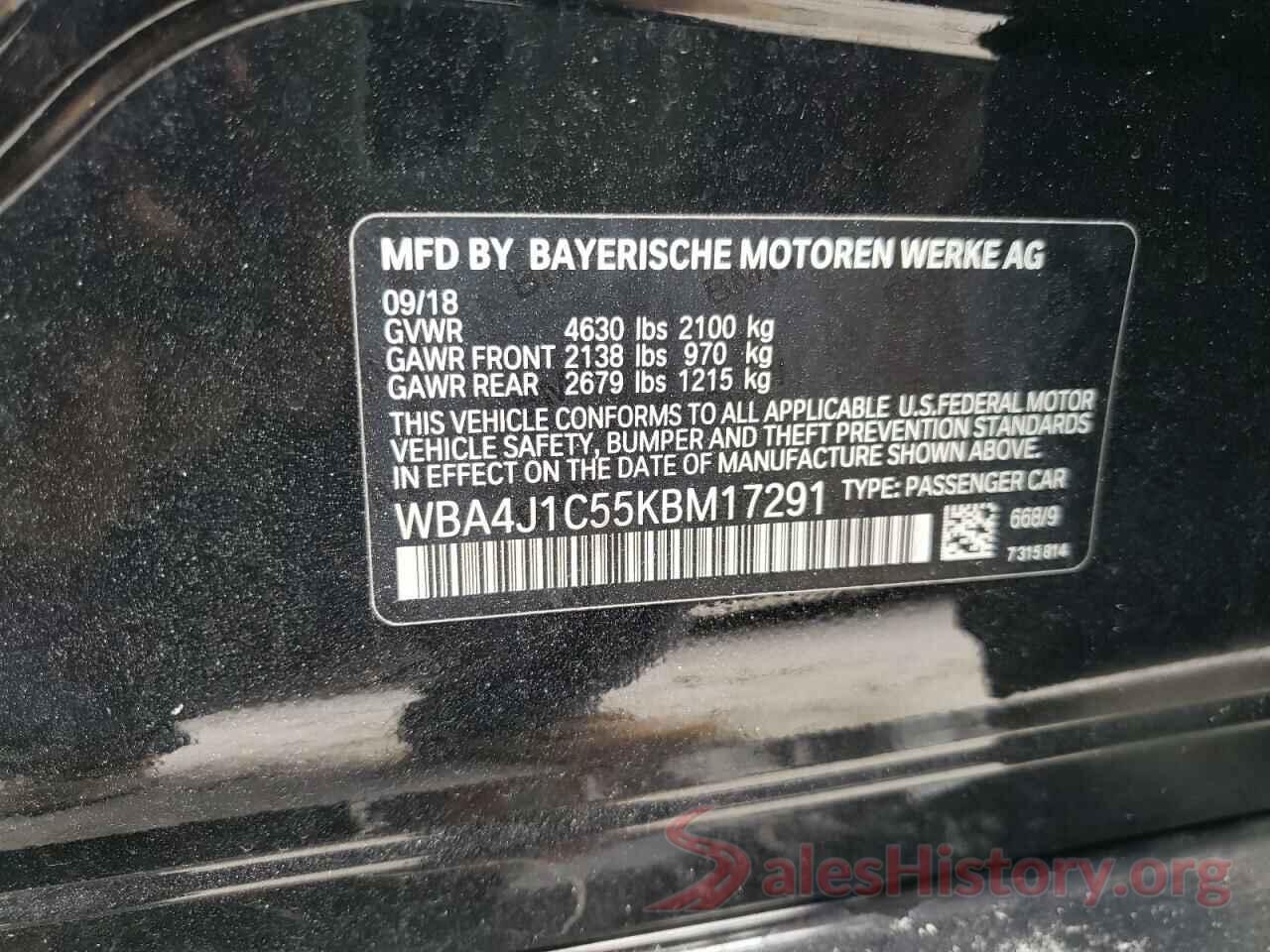 WBA4J1C55KBM17291 2019 BMW 4 SERIES