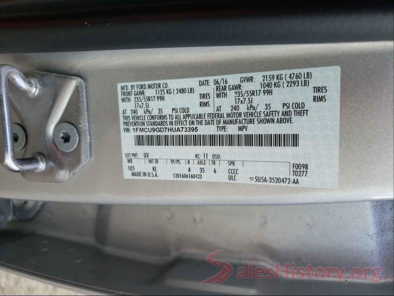 1FMCU9GD7HUA73395 2017 FORD ESCAPE