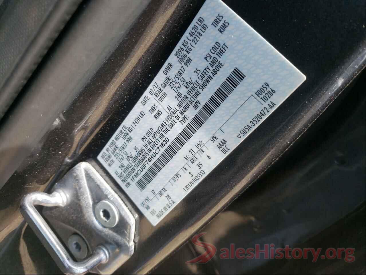 1FMCU0F74HUC71830 2017 FORD ESCAPE