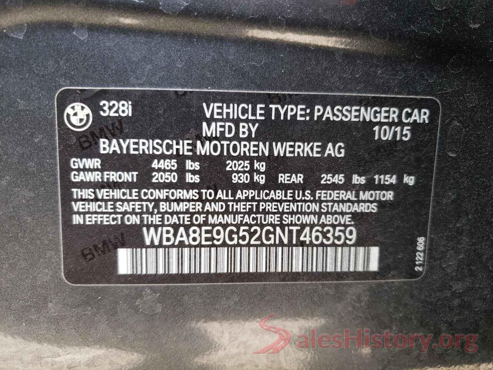 WBA8E9G52GNT46359 2016 BMW 3 SERIES