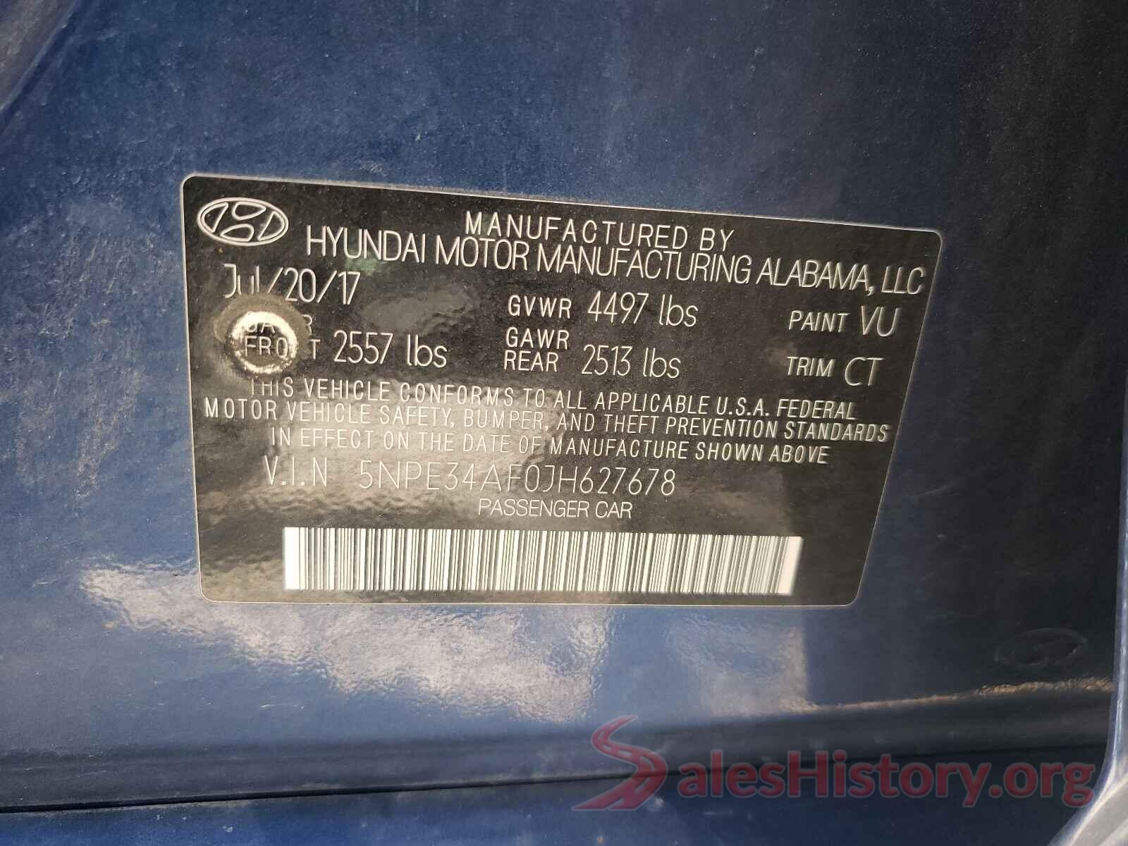 5NPE34AF0JH627678 2018 HYUNDAI SONATA