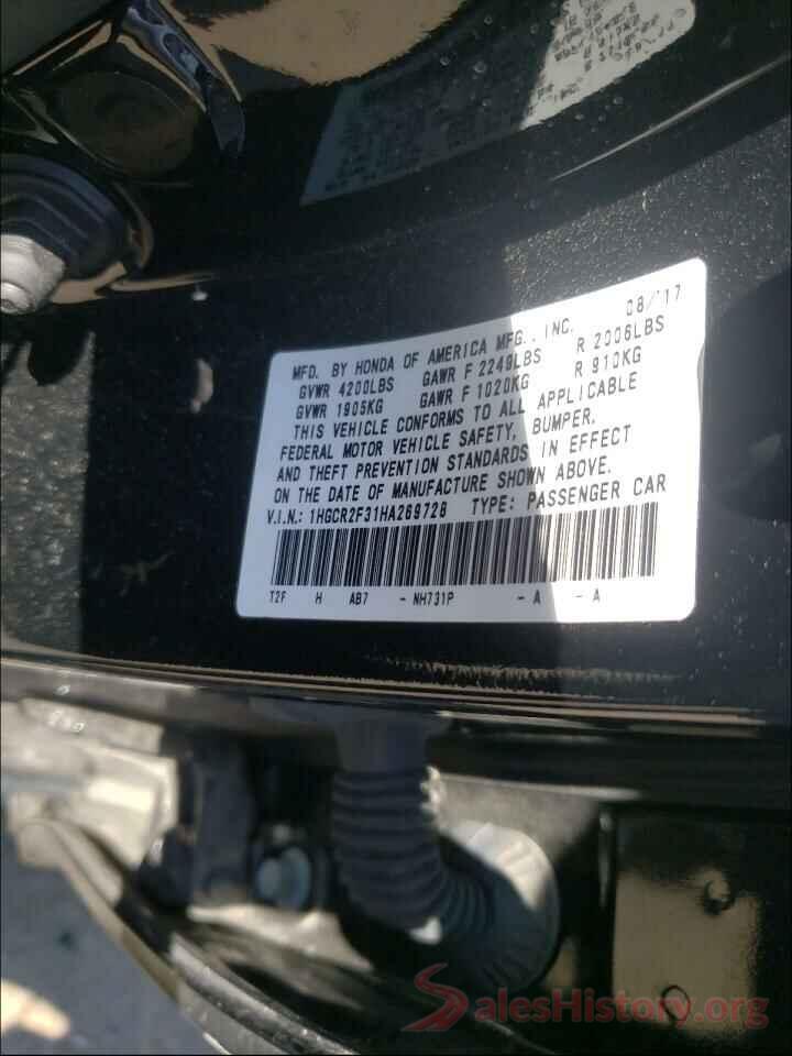 1HGCR2F31HA269728 2017 HONDA ACCORD