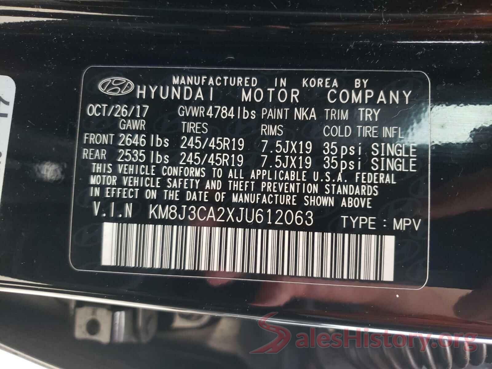 KM8J3CA2XJU612063 2018 HYUNDAI TUCSON