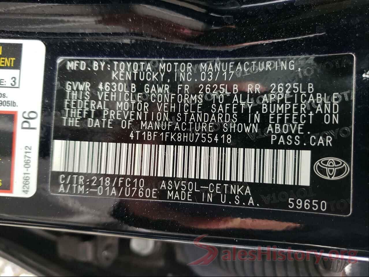 4T1BF1FK8HU755418 2017 TOYOTA CAMRY