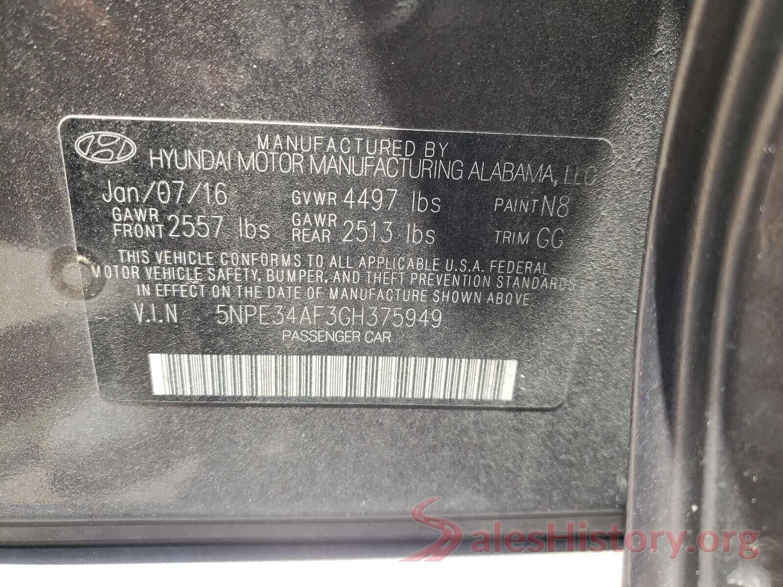 5NPE34AF3GH375949 2016 HYUNDAI SONATA