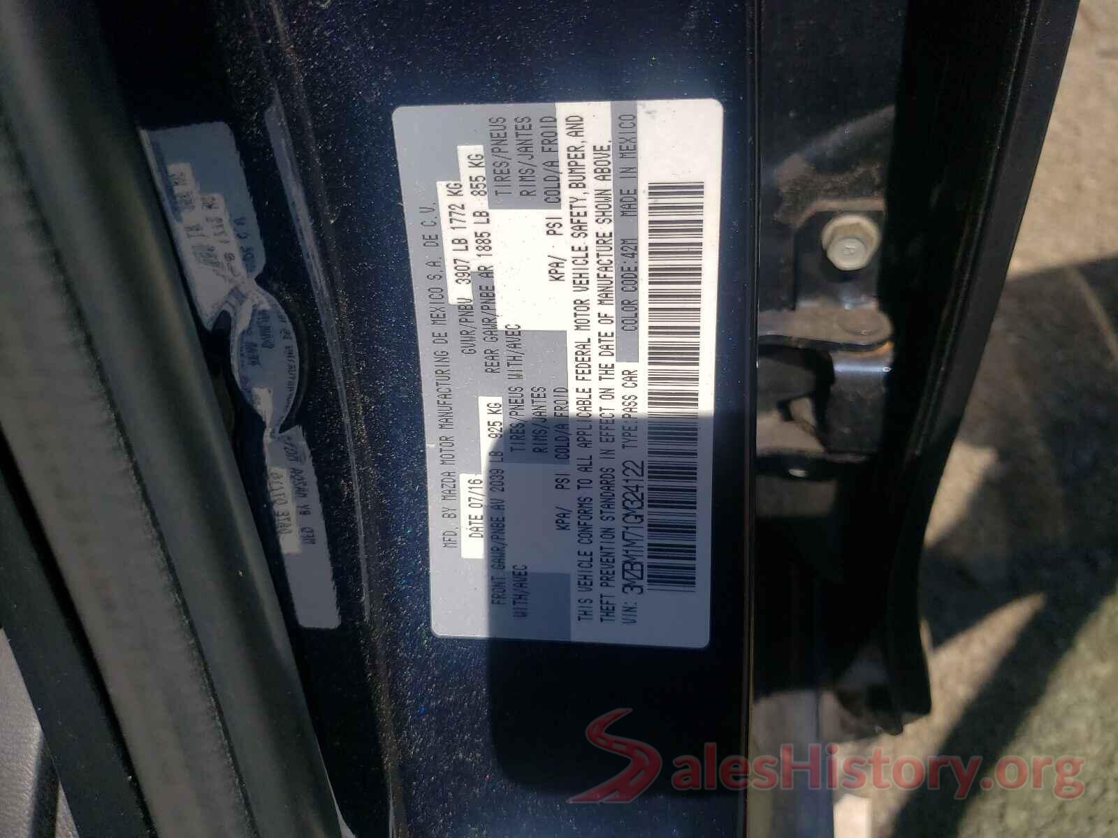 3MZBM1M71GM324122 2016 MAZDA 3