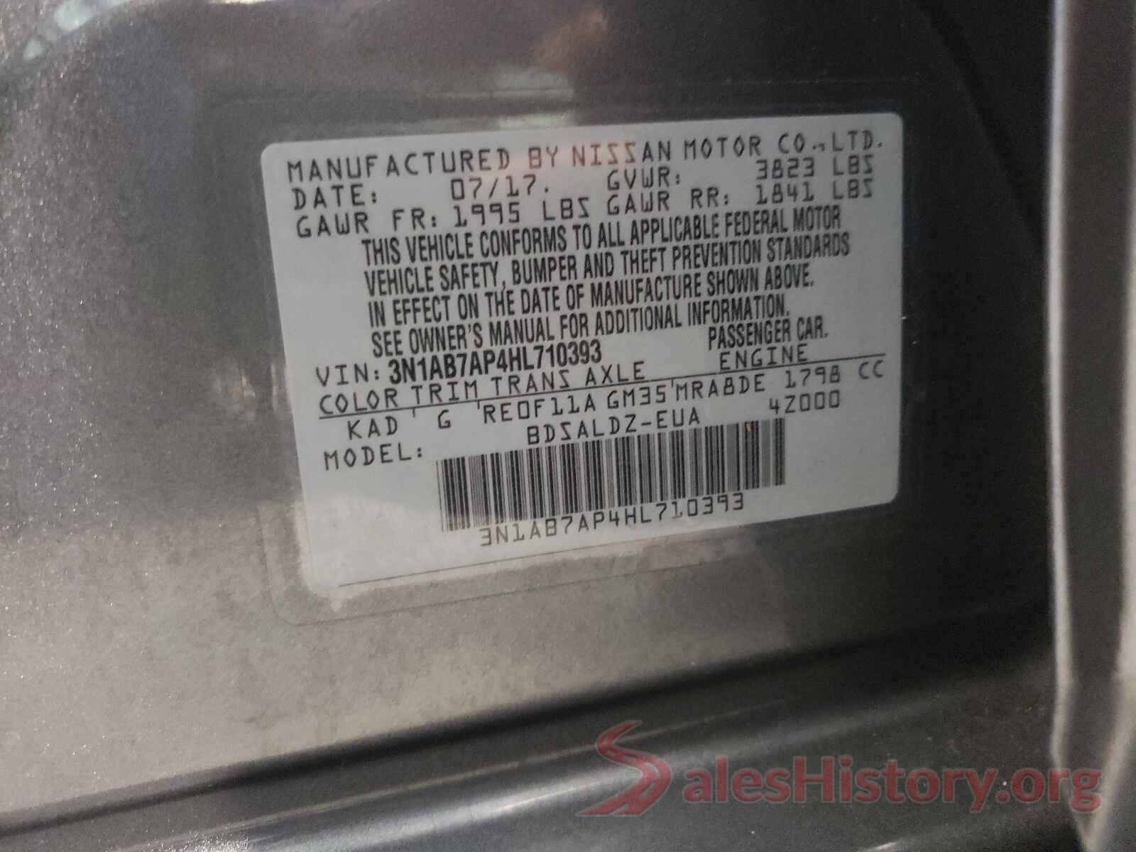 3N1AB7AP4HL710393 2017 NISSAN SENTRA