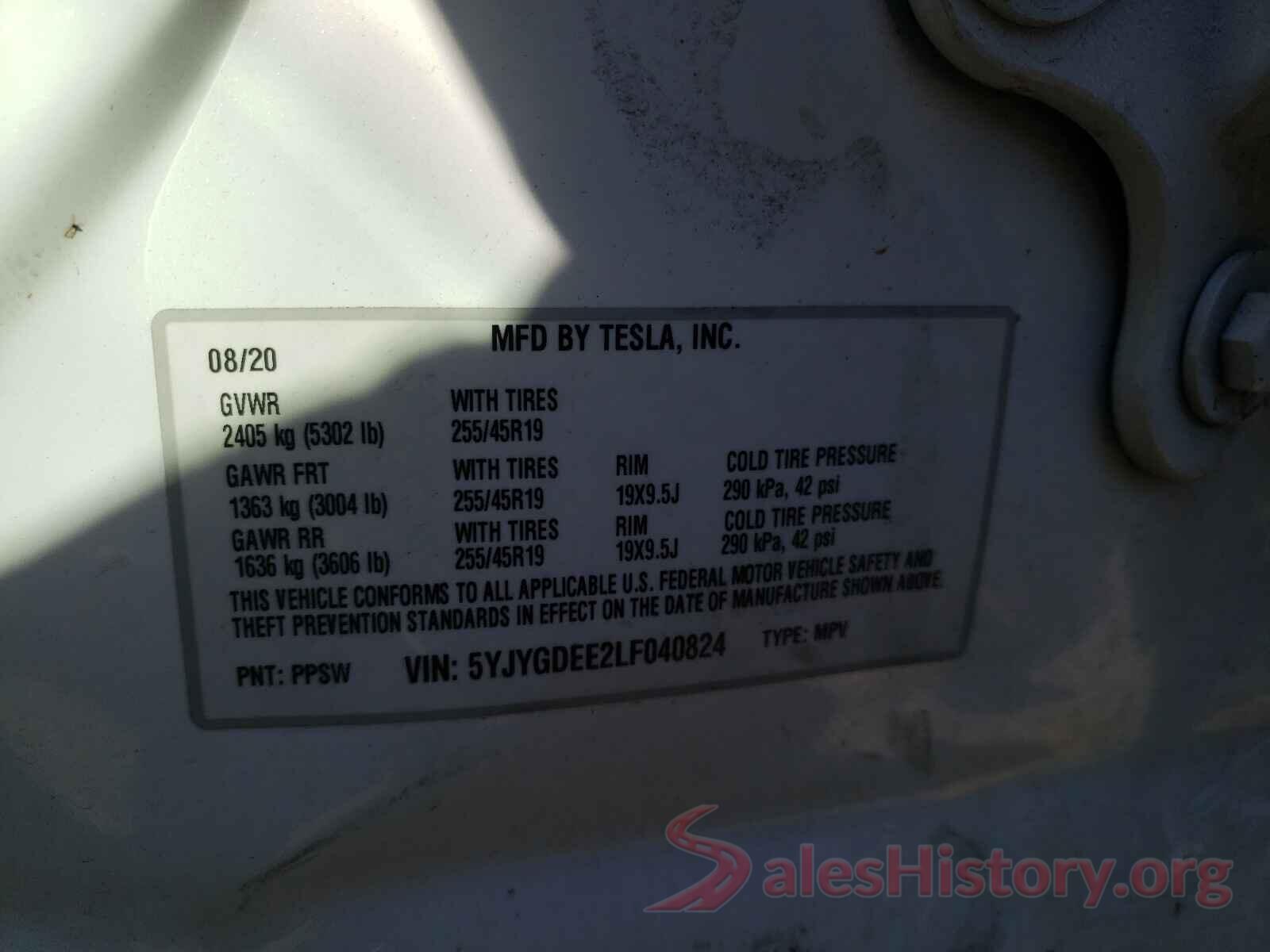 5YJYGDEE2LF040824 2020 TESLA MODEL Y