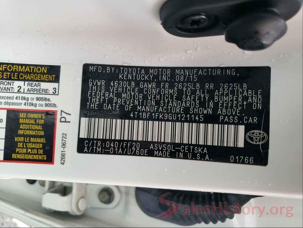 4T1BF1FK9GU121145 2016 TOYOTA CAMRY