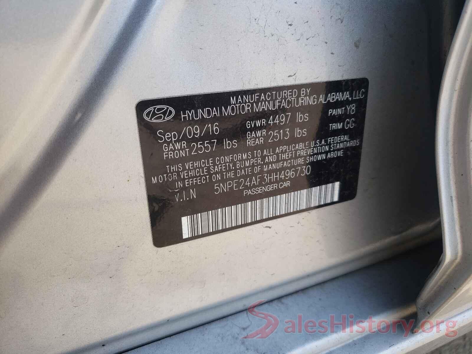 5NPE24AF3HH496730 2017 HYUNDAI SONATA