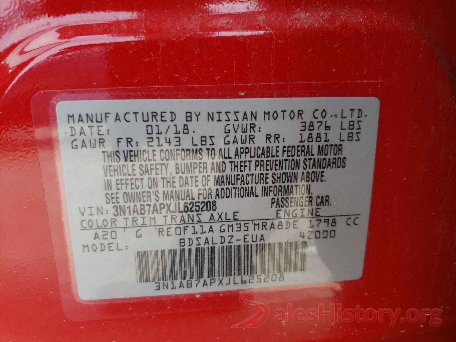 3N1AB7APXJL625208 2018 NISSAN SENTRA