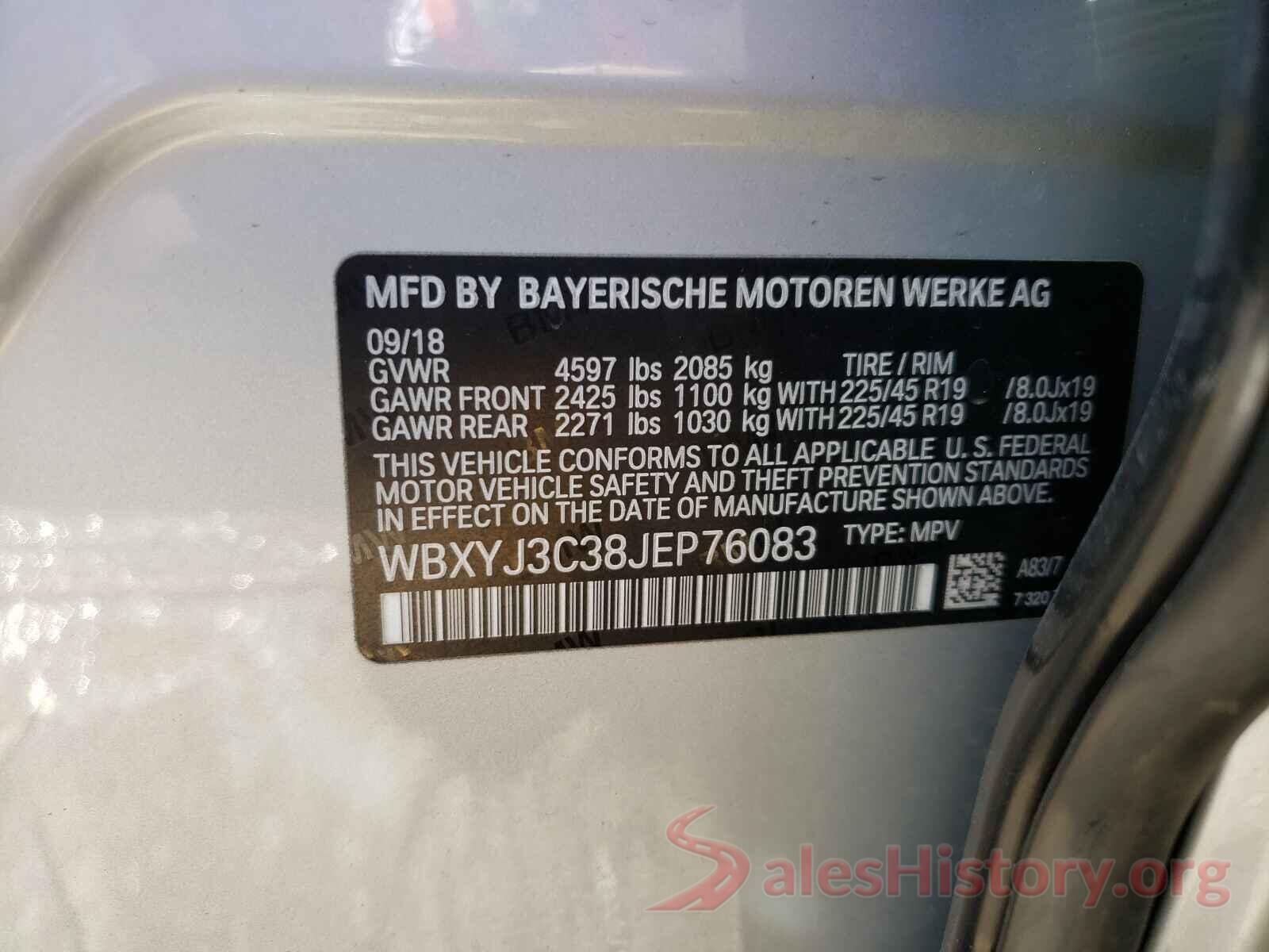 WBXYJ3C38JEP76083 2018 BMW X2