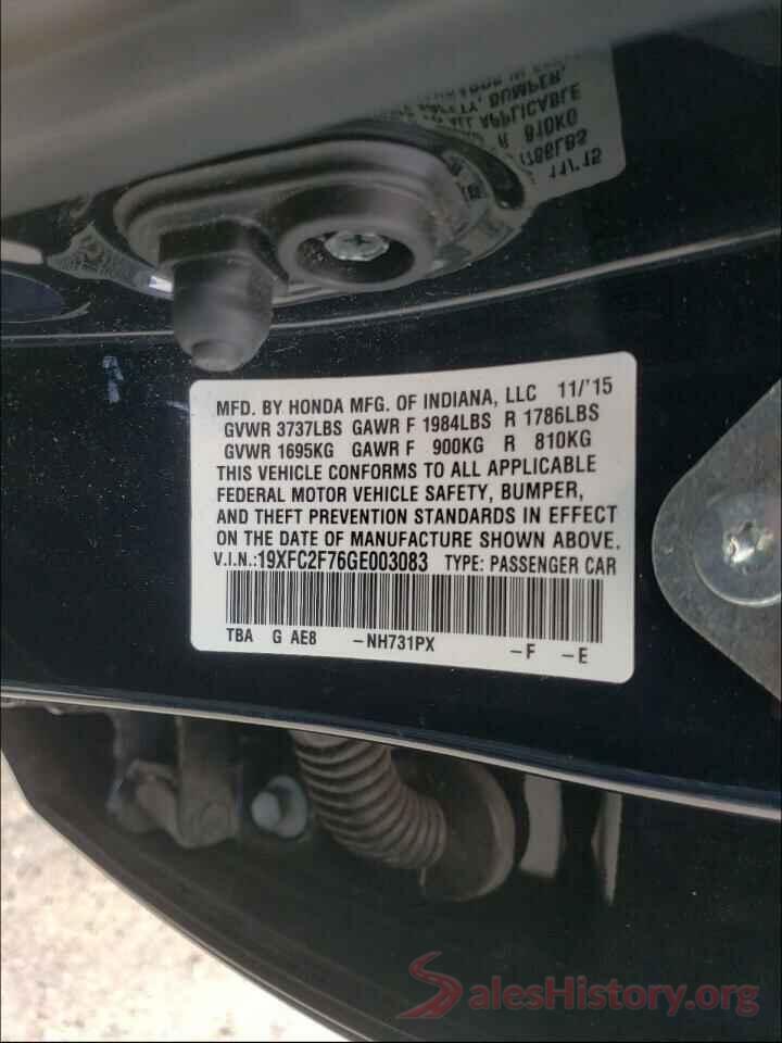 19XFC2F76GE003083 2016 HONDA CIVIC