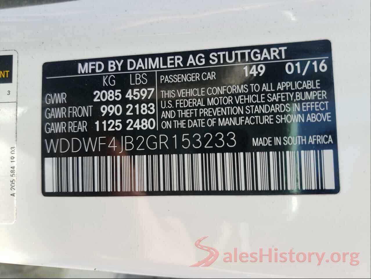 WDDWF4JB2GR153233 2016 MERCEDES-BENZ C CLASS