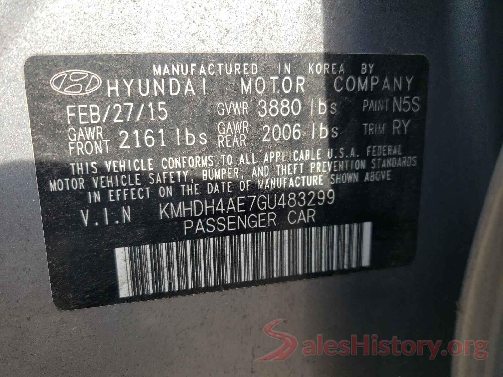 KMHDH4AE7GU483299 2016 HYUNDAI ELANTRA