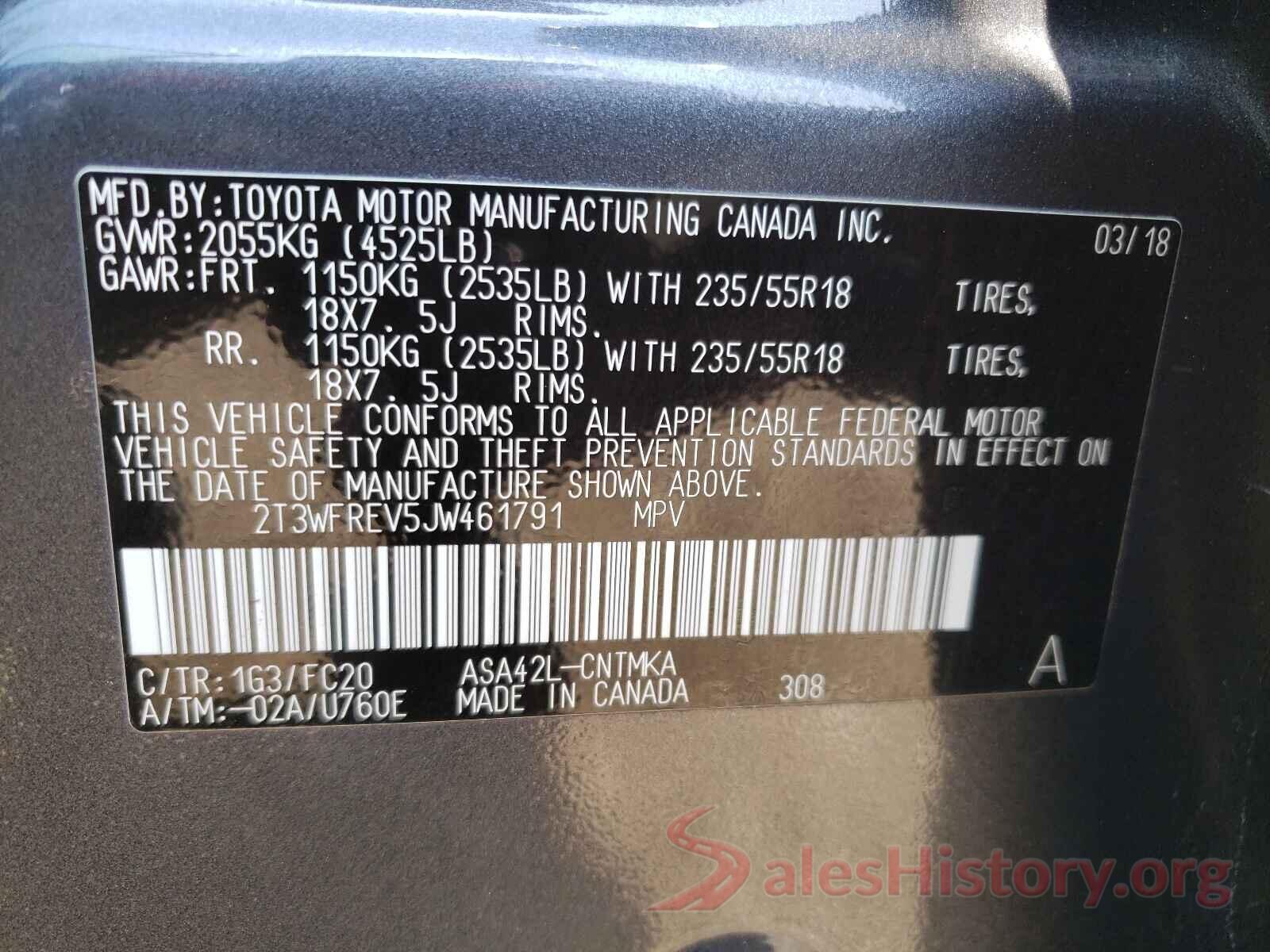 2T3WFREV5JW461791 2018 TOYOTA RAV4