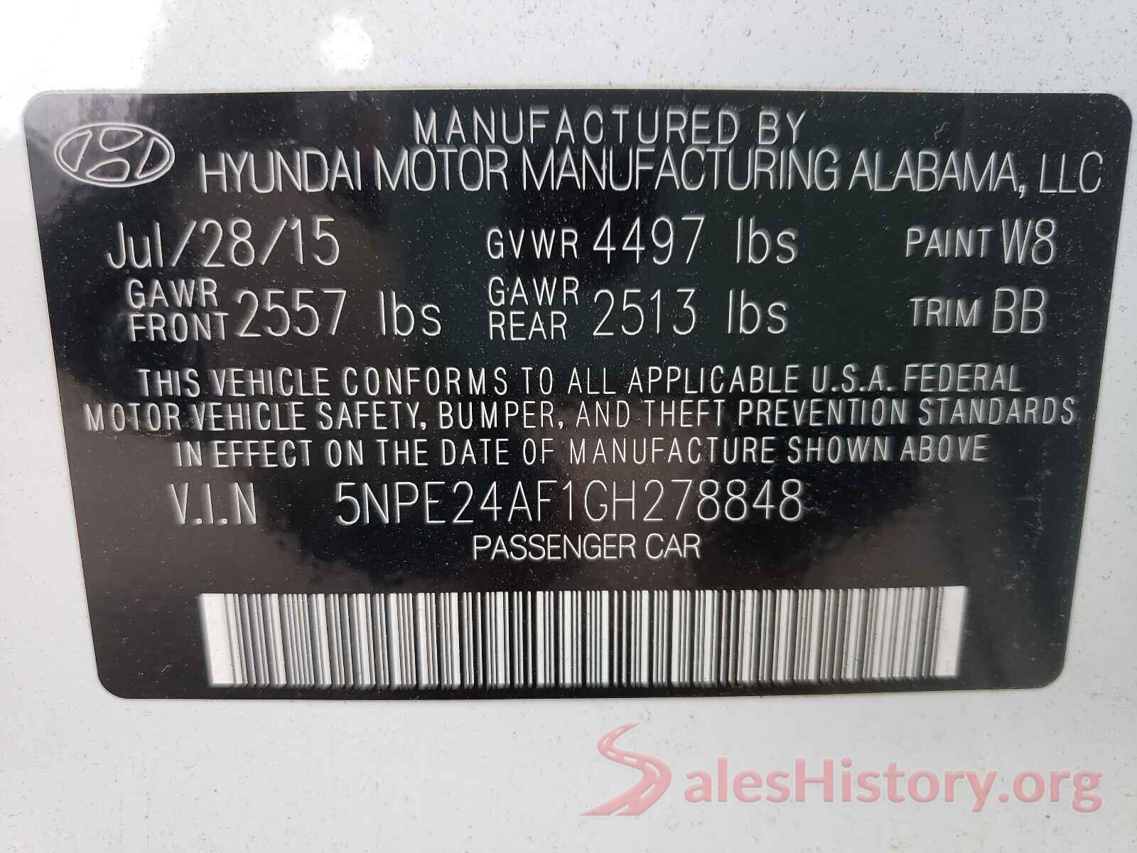 5NPE24AF1GH278848 2016 HYUNDAI SONATA