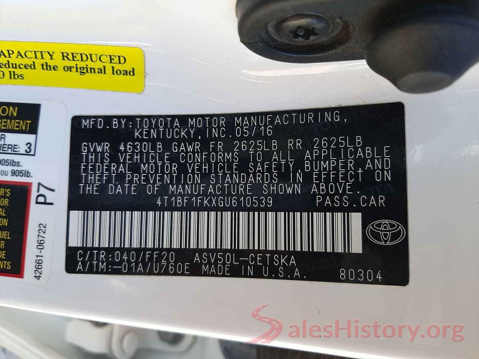 4T1BF1FKXGU610539 2016 TOYOTA CAMRY