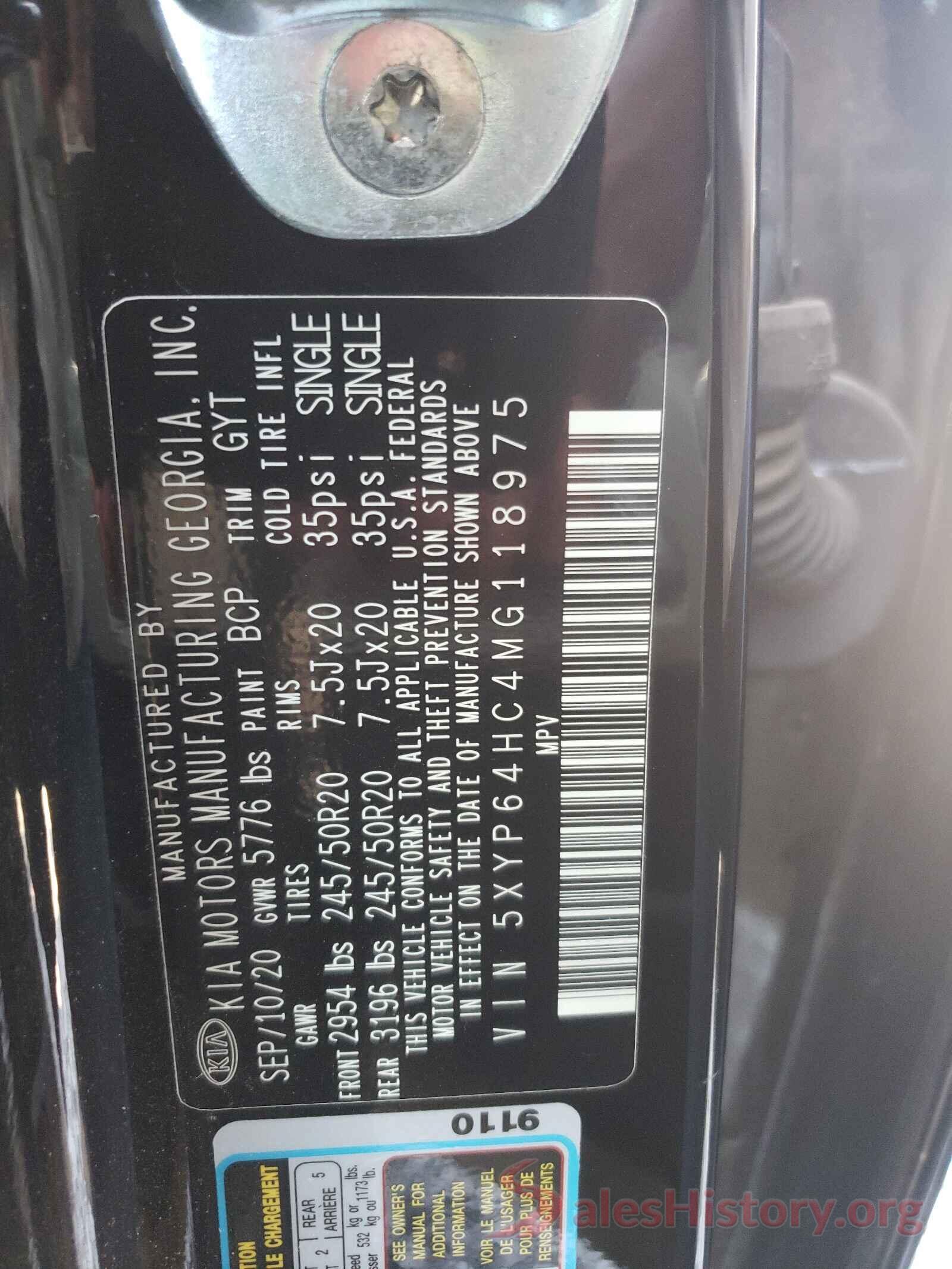 5XYP64HC4MG118975 2021 KIA TELLURIDE