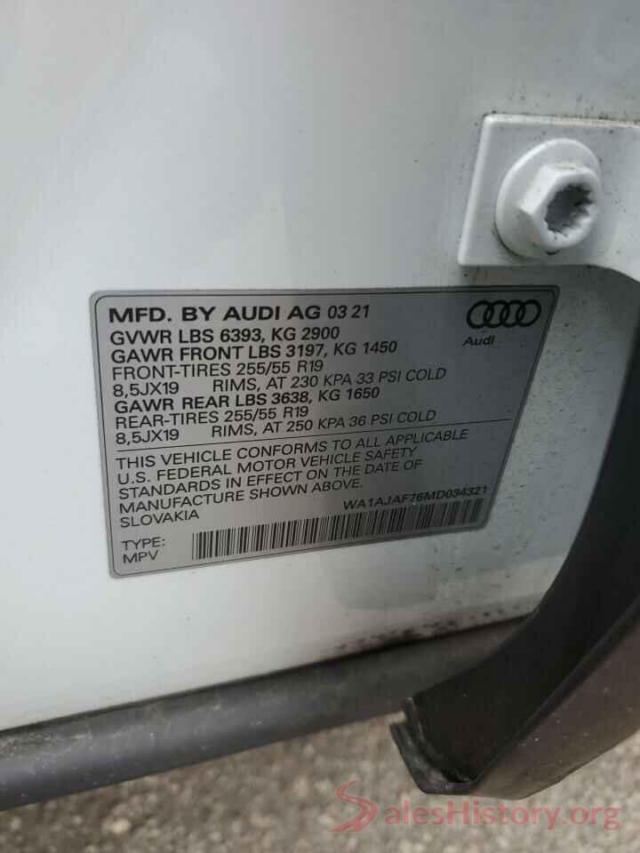 WA1AJAF76MD034321 2021 AUDI Q7