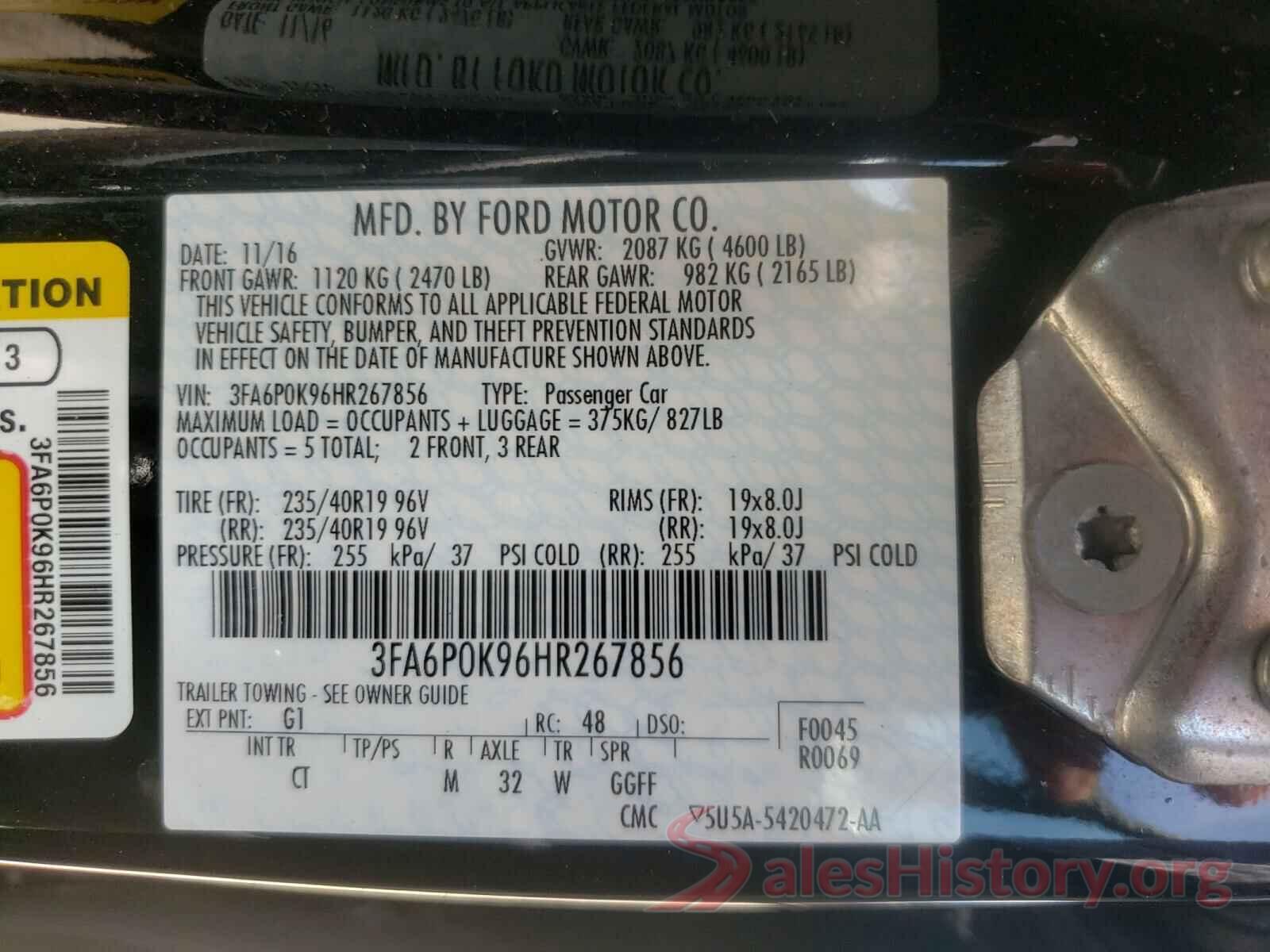 3FA6P0K96HR267856 2017 FORD FUSION