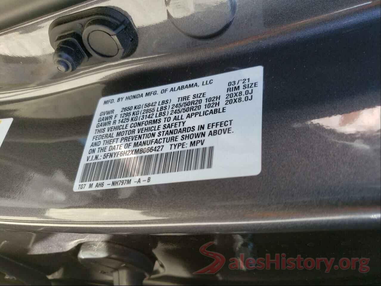 5FNYF6H2XMB066427 2021 HONDA PILOT