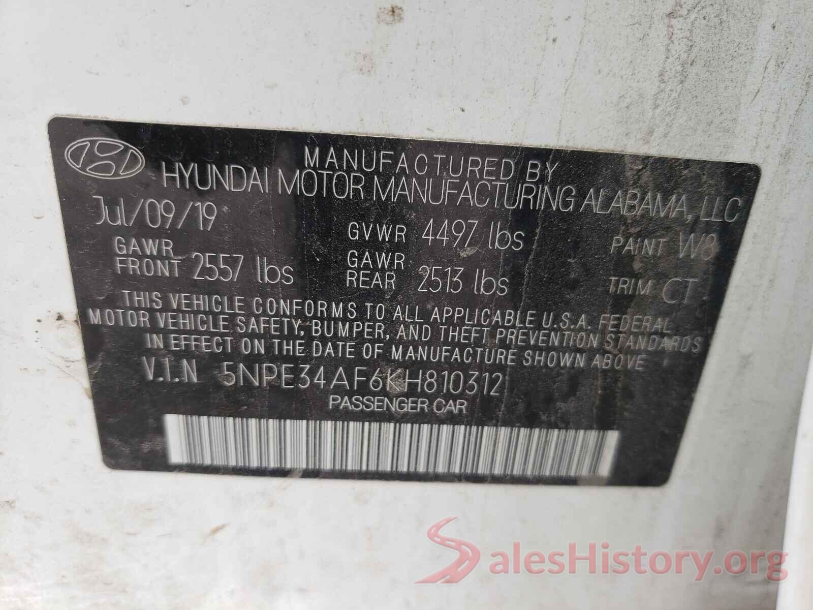 5NPE34AF6KH810312 2019 HYUNDAI SONATA