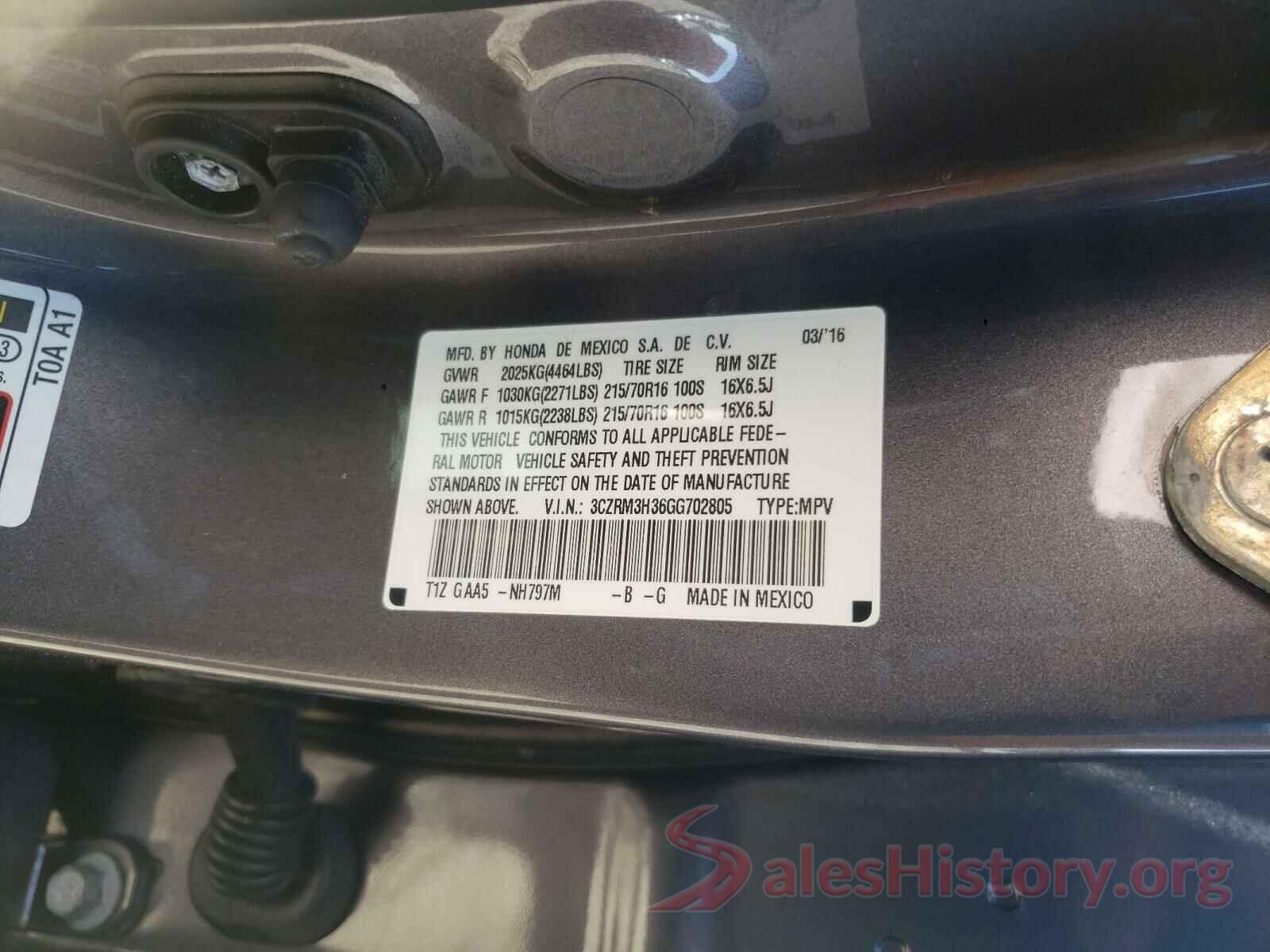 3CZRM3H36GG702805 2016 HONDA CRV