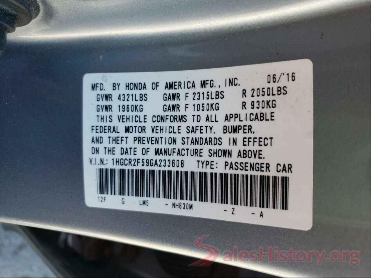 1HGCR2F59GA233608 2016 HONDA ACCORD