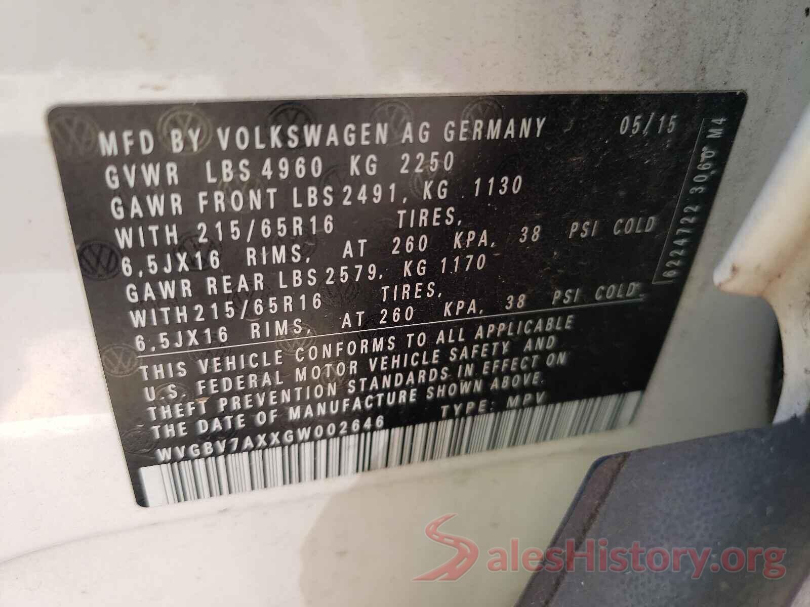 WVGBV7AXXGW002646 2016 VOLKSWAGEN TIGUAN