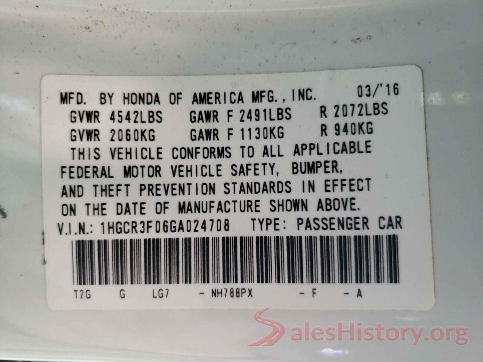 1HGCR3F06GA024708 2016 HONDA ACCORD