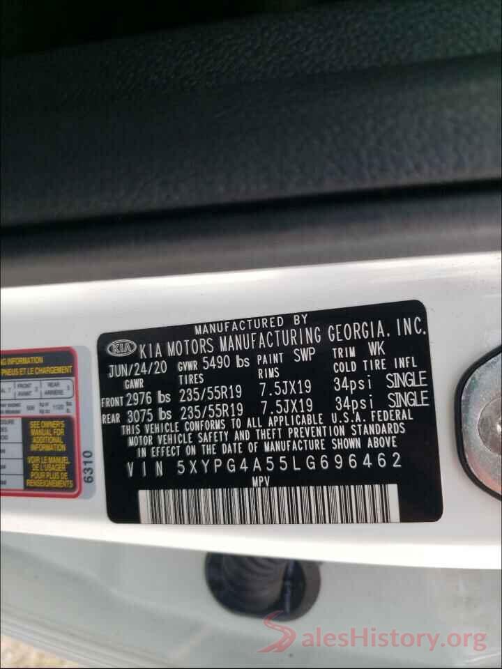 5XYPG4A55LG696462 2020 KIA SORENTO