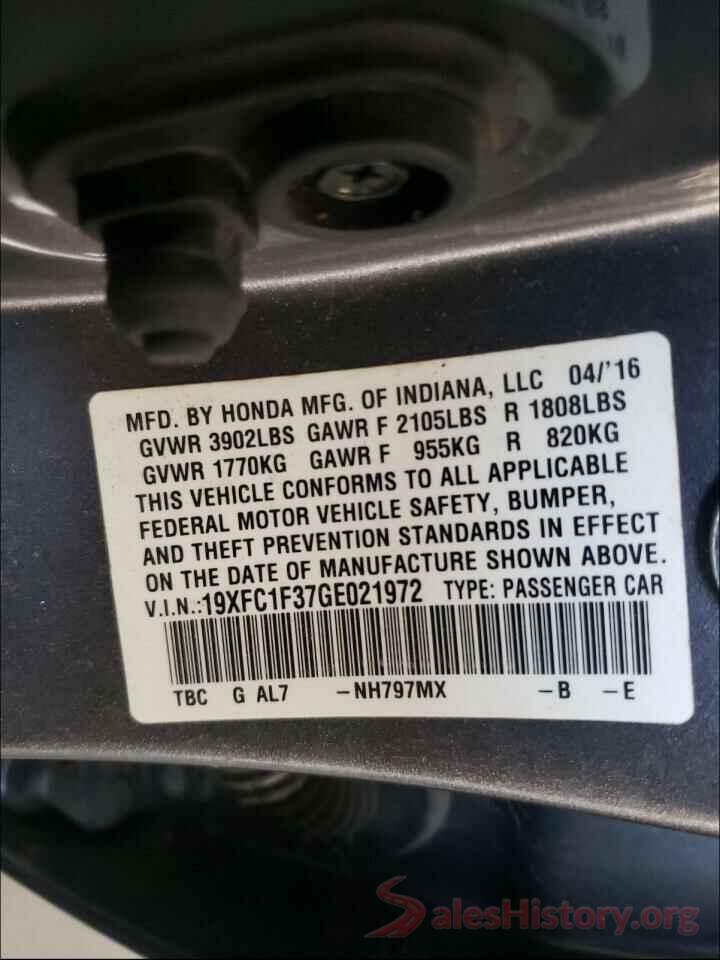 19XFC1F37GE021972 2016 HONDA CIVIC