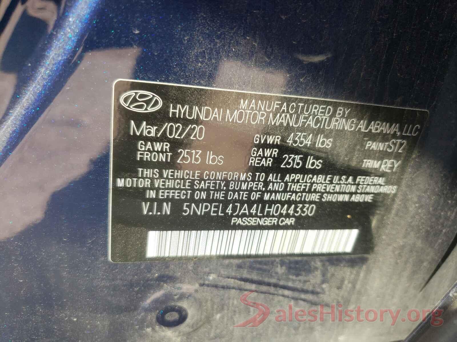 5NPEL4JA4LH044330 2020 HYUNDAI SONATA