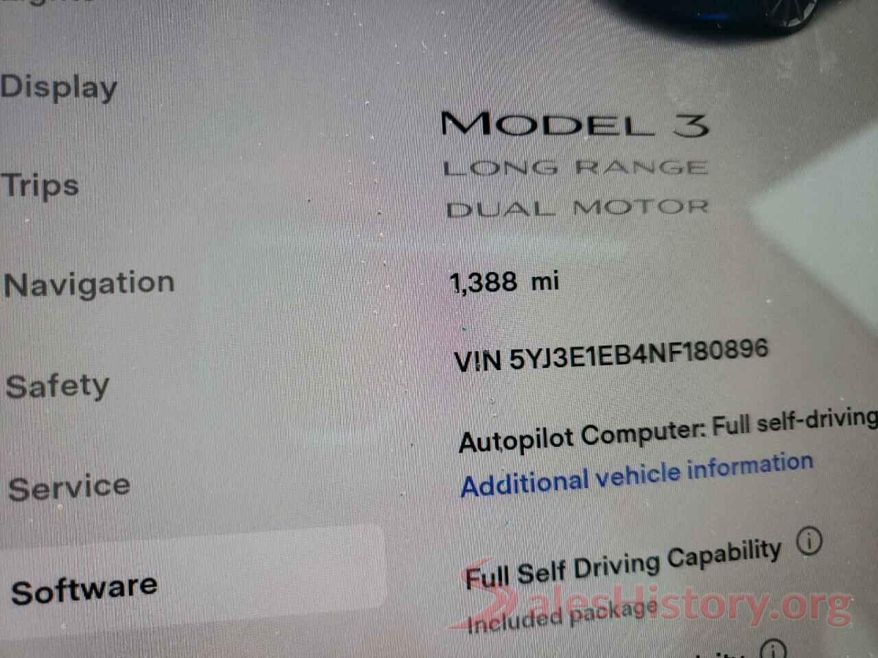 5YJ3E1EB4NF180896 2022 TESLA MODEL 3