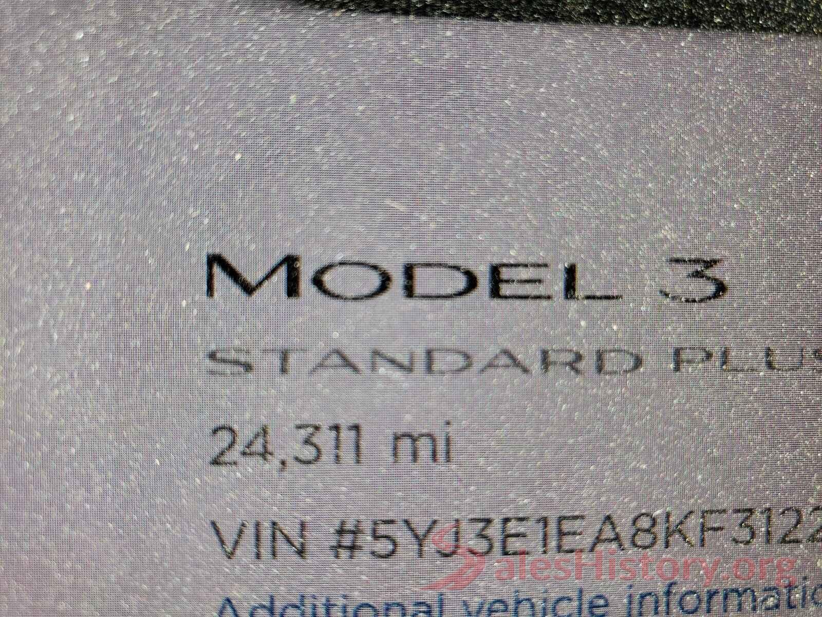 5YJ3E1EA8KF312240 2019 TESLA MODEL 3