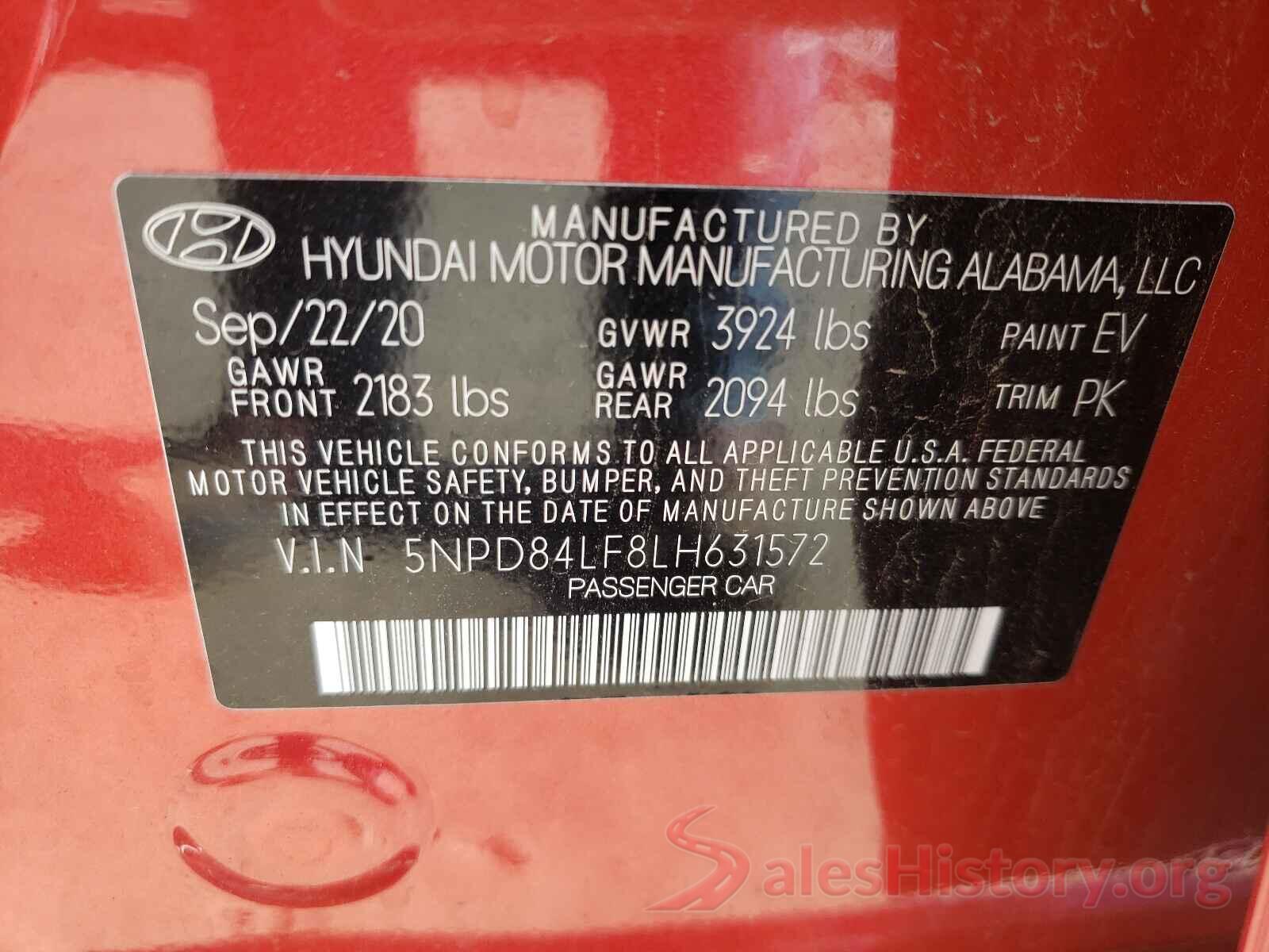 5NPD84LF8LH631572 2020 HYUNDAI ELANTRA