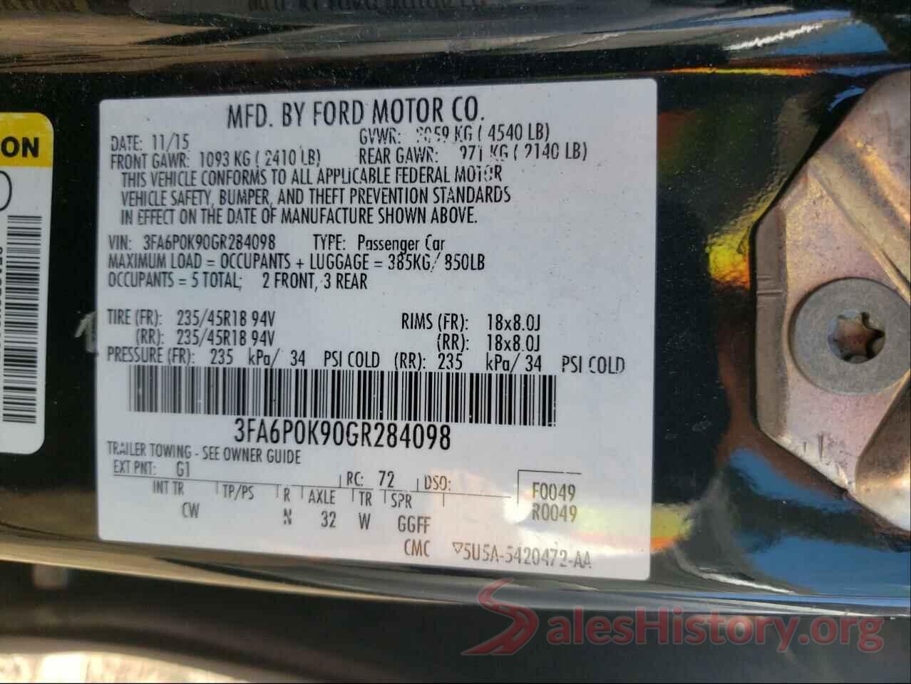 3FA6P0K90GR284098 2016 FORD FUSION